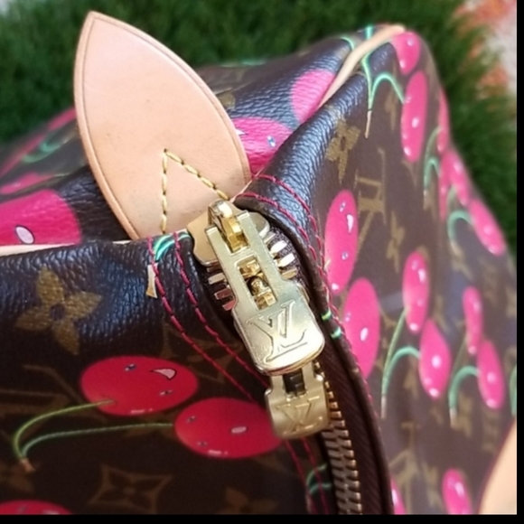 Auth LOUIS VUITTON Speedy 45 Carry On Travel LV Cherries Cerises Duffle Hand Bag - Picture 4 of 16